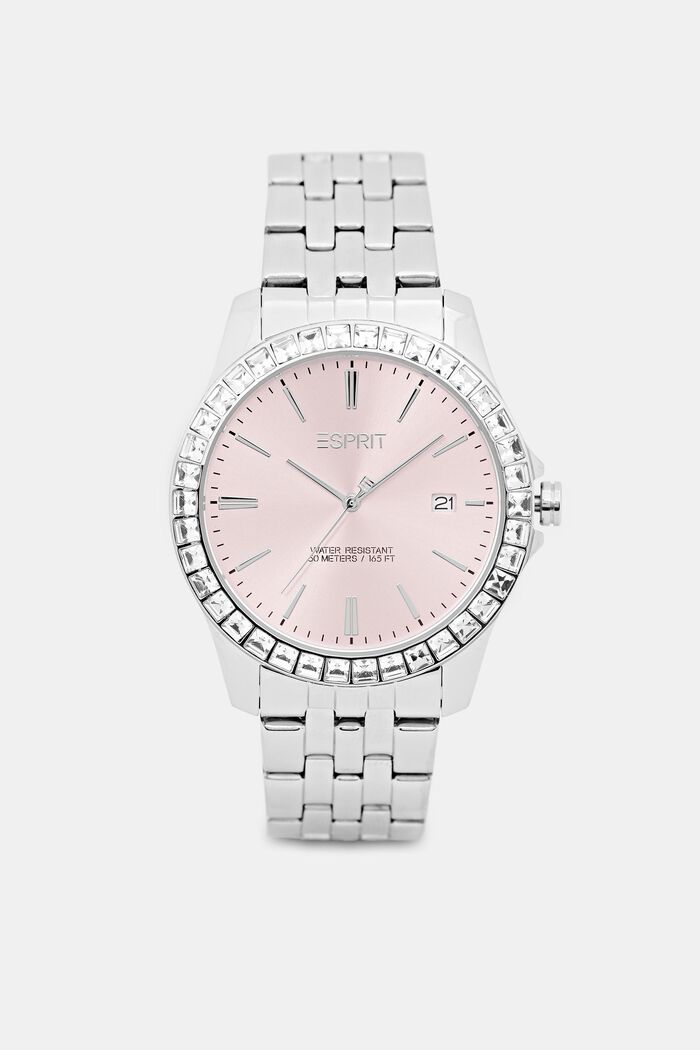 Stainless steel watch with a zirconia edge, SILVER, overview