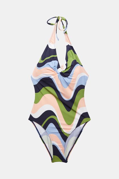 Printed Halter One-Piece Swimsuit