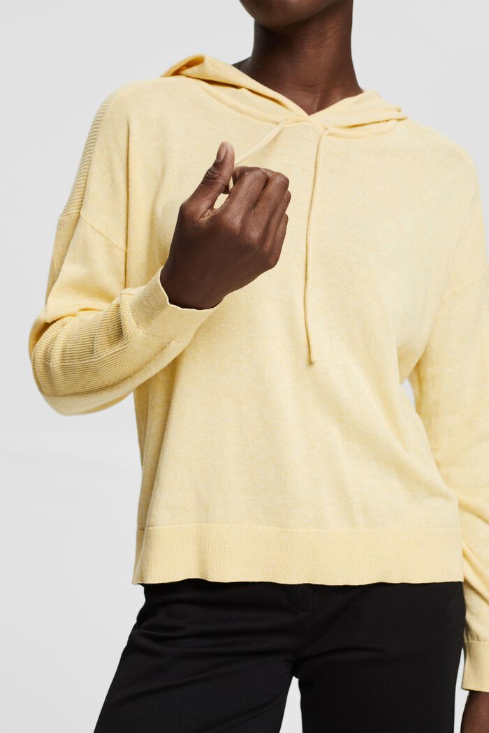 Hooded jumper, 100% cotton, DUSTY YELLOW, detail image number 0