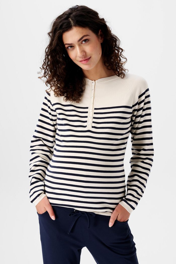 Striped Maternity Sweatshirt, OFF WHITE, detail image number 0