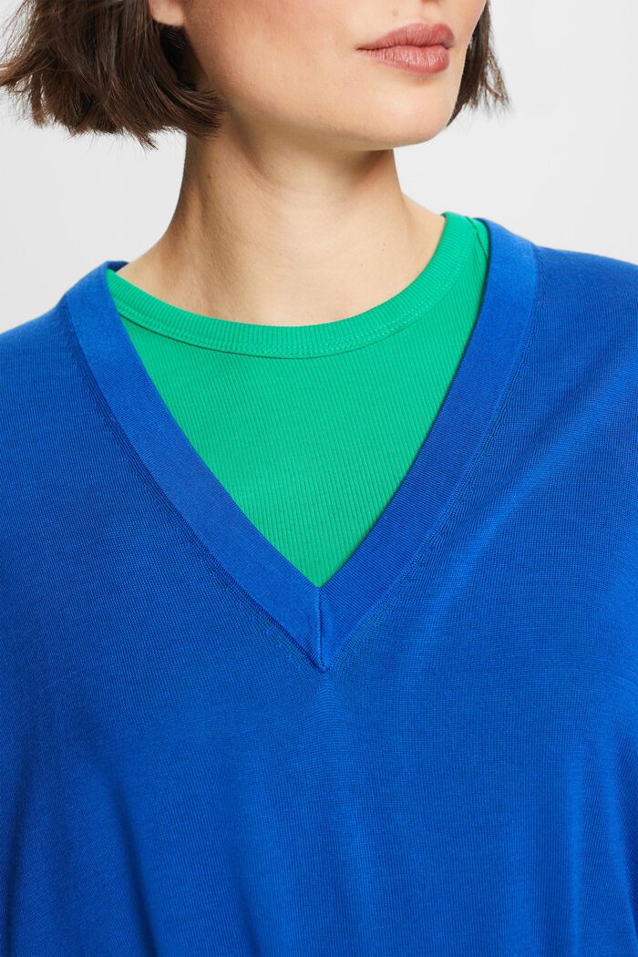 V-neck Sweater, BRIGHT BLUE, detail image number 3