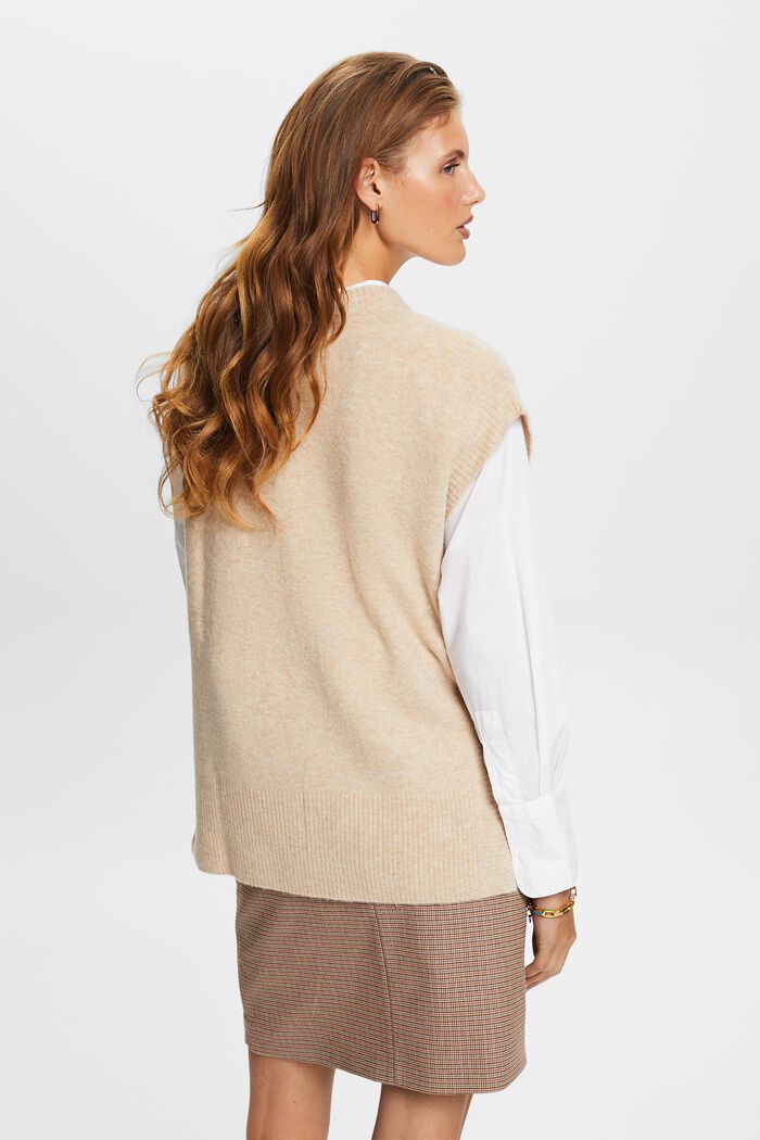 Wool Blend Knit Vest, SAND, detail image number 3