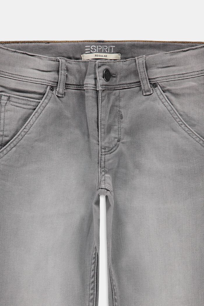 Worker style jeans with an adjustable waistband, GREY MEDIUM WASHED, detail image number 2