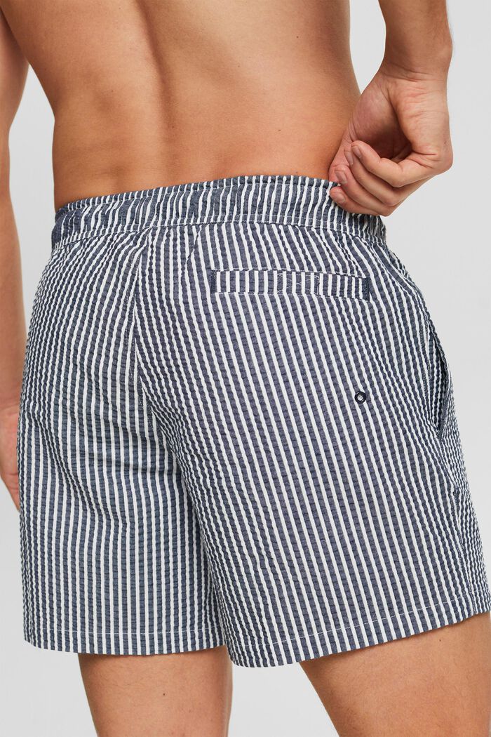 Striped Textured Swimming Shorts, DARK BLUE, detail image number 1