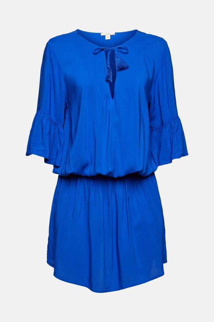 Dress with a smocked waist, LENZING™ ECOVERO™, BRIGHT BLUE, detail image number 7
