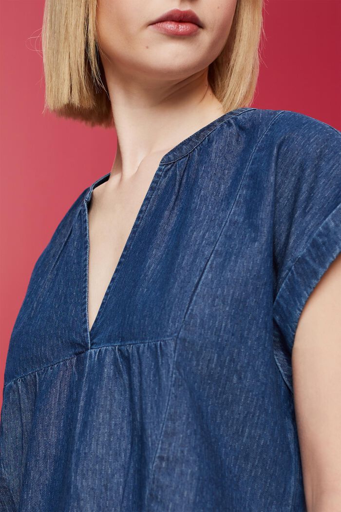 Lightweight denim blouse, 100% cotton, BLUE MEDIUM WASHED, detail image number 2