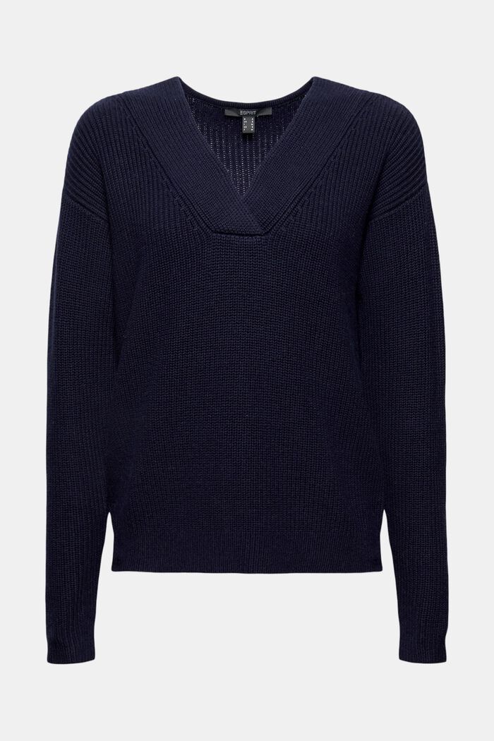 Wool/cashmere blend: jumper made of organic cotton, NAVY, detail image number 5