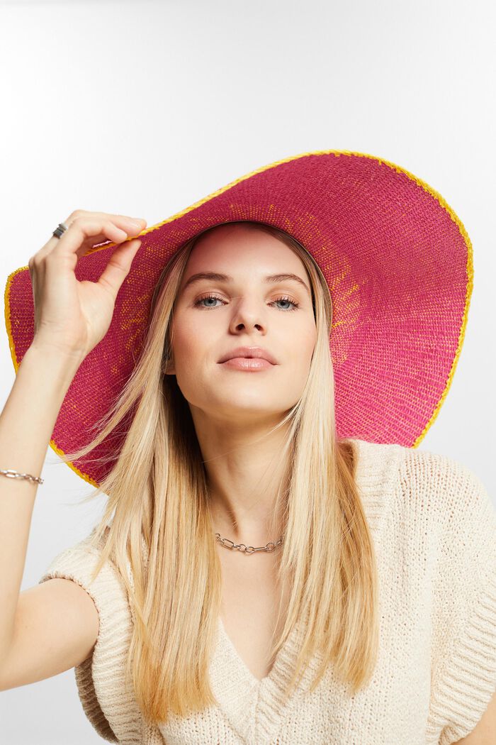 Ombré Two-Tone Sun Hat, PINK FUCHSIA, detail image number 2