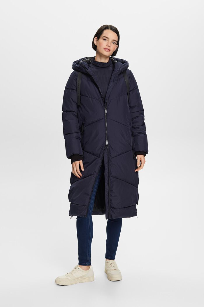 Hooded Quilted Puffer Coat, NAVY, detail image number 4