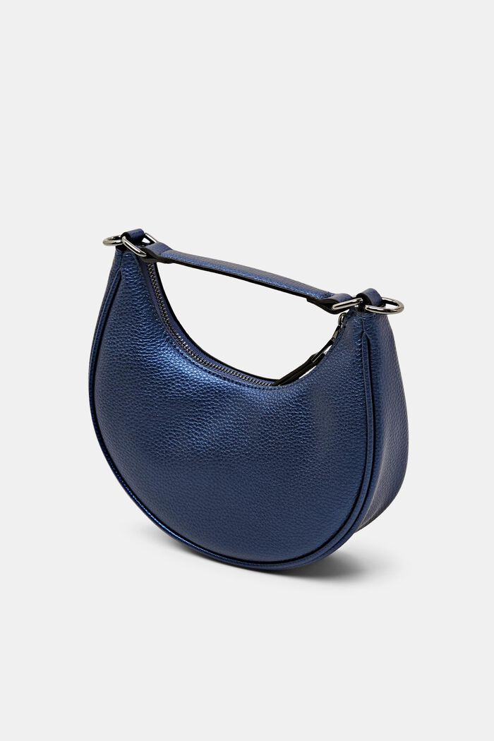 Faux Leather Crescent Bag, DARK BLUE, detail image number 2