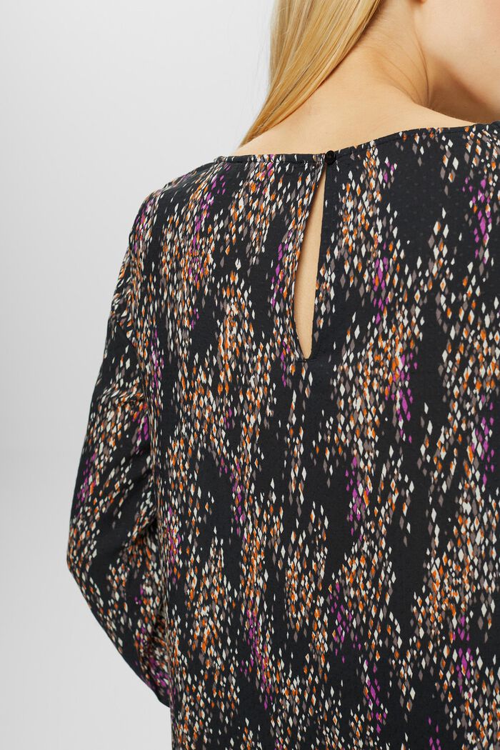 Patterned blouse with cut-out sleeves, BLACK, detail image number 3