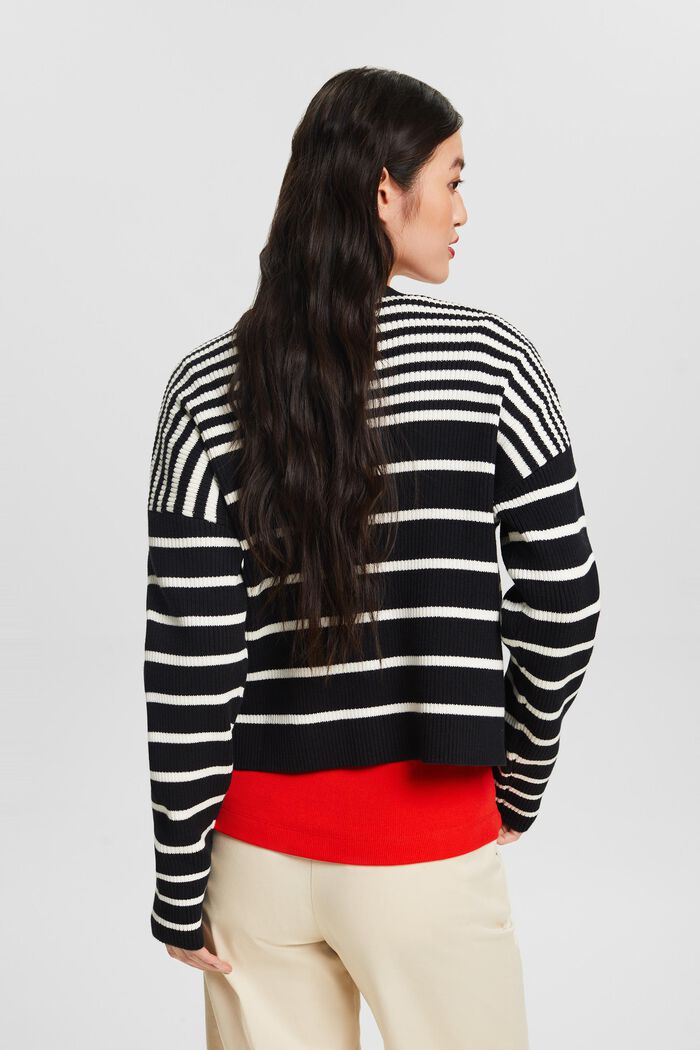 Striped Long-Sleeve Sweater, BLACK, detail image number 3