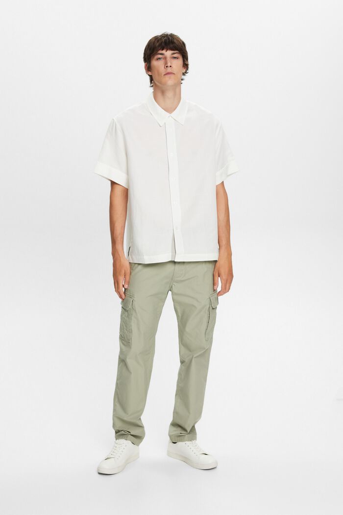 Short-sleeved shirt, linen blend, WHITE, detail image number 1