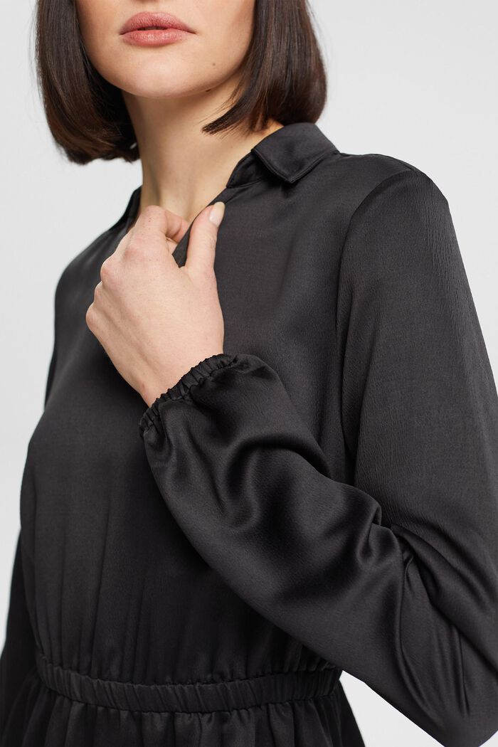 Polo collar mini dress, BLACK, detail image number 2