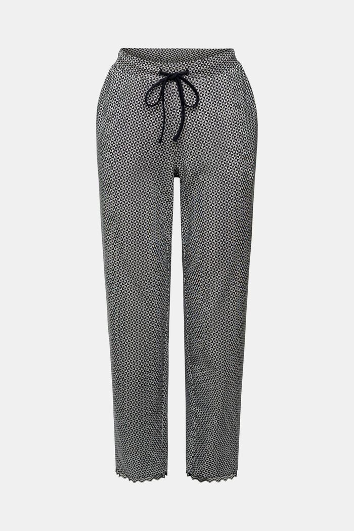 Printed jersey trousers with lace, BLACK, detail image number 6