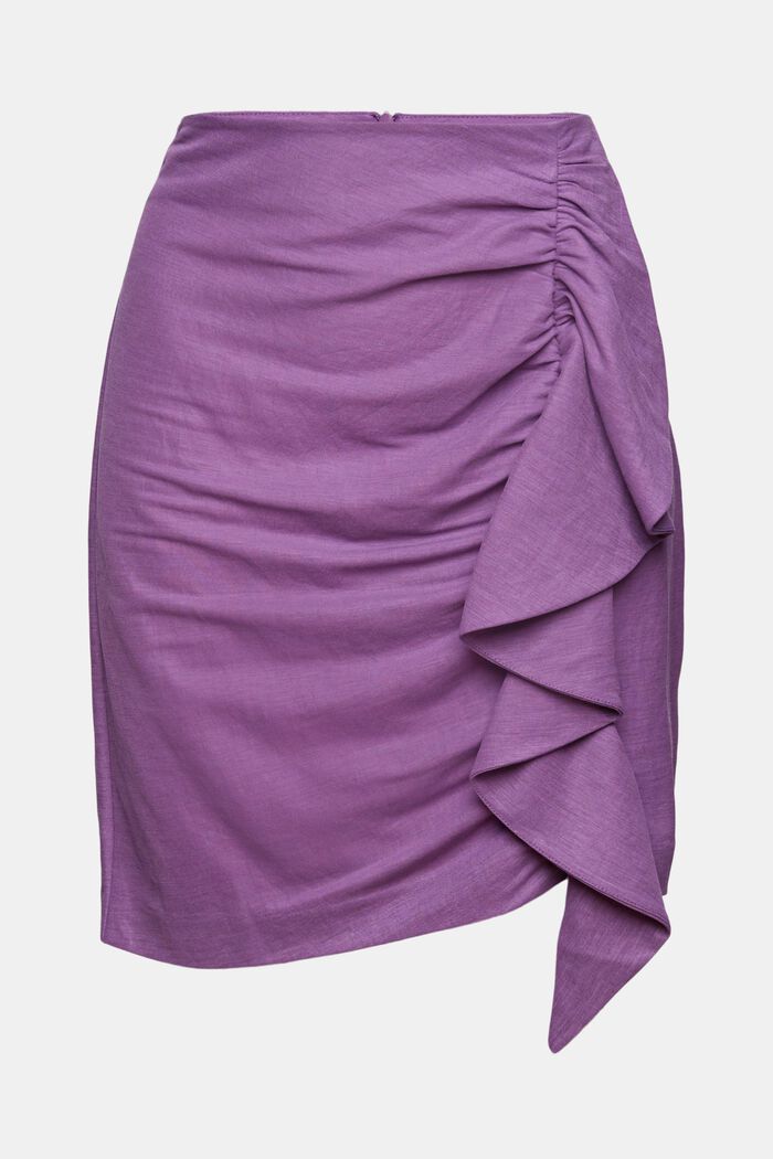 Mini skirt with gathering, LENZING™ ECOVERO™, PURPLE, overview
