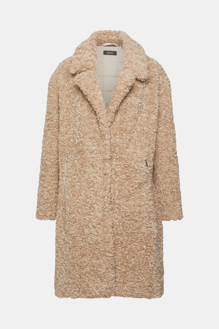 Faux fur coat, CREAM BEIGE, detail image number 2
