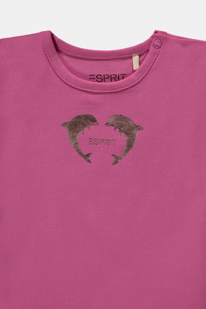 T-shirt with metallic print, organic cotton, DARK PINK, detail image number 2