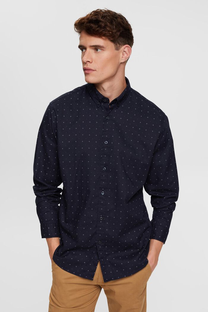 Button-down shirt with micro-print, NAVY, detail image number 0