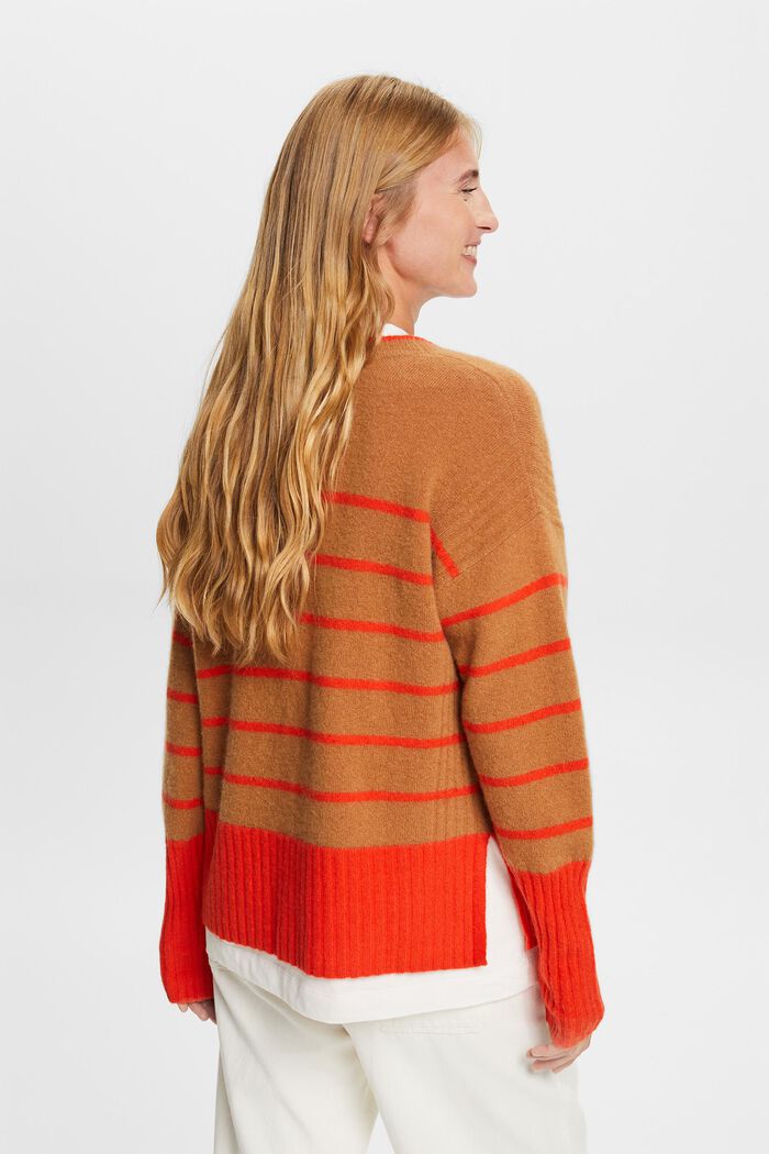 Wool Blend V-Neck Sweater, CARAMEL, detail image number 4