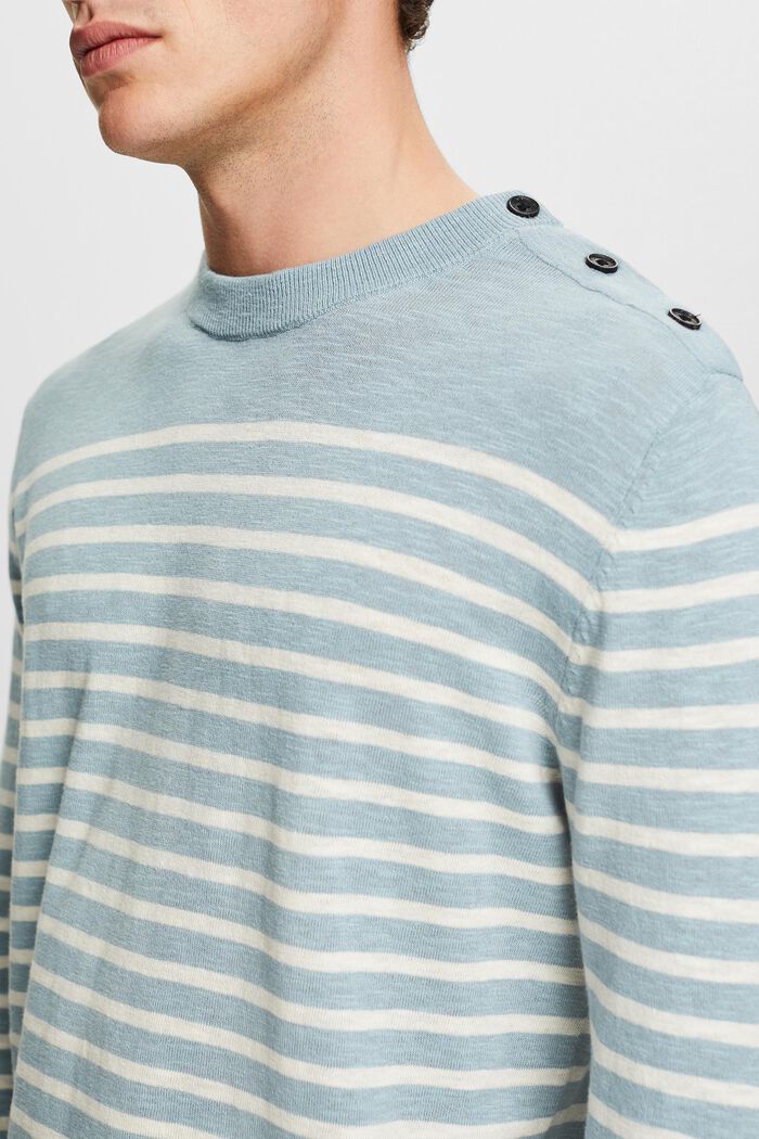 Striped Cotton-Linen Sweater, LIGHT BLUE, detail image number 3