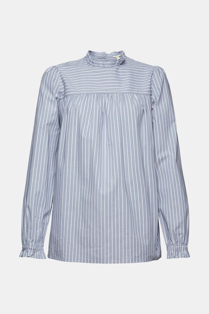 Striped blouse with frilled details, MEDIUM GREY, detail image number 7