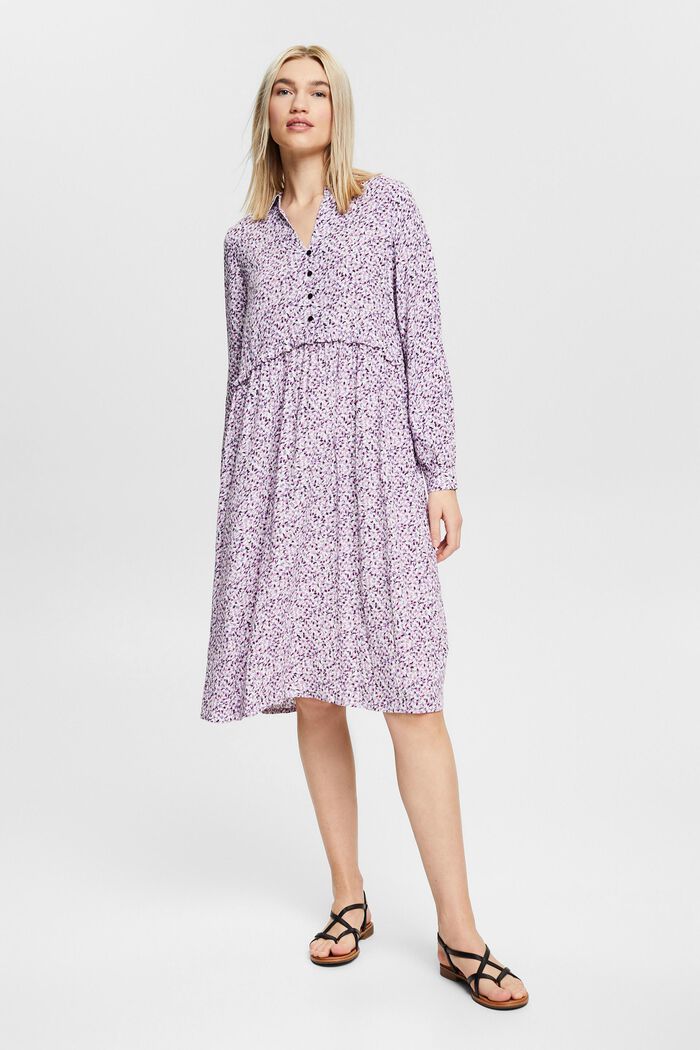Shirt dress with a print, LENZING™ ECOVERO™, LILAC, detail image number 5