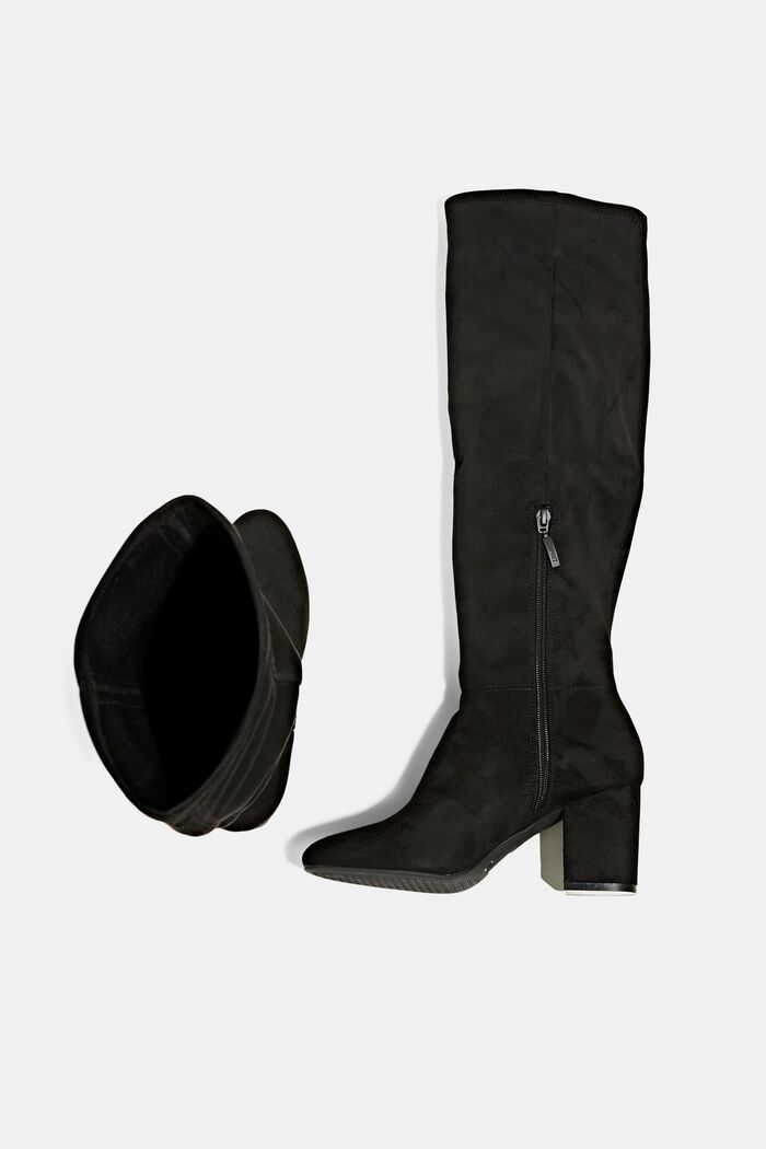Knee-high boots in faux suede, BLACK, detail image number 1