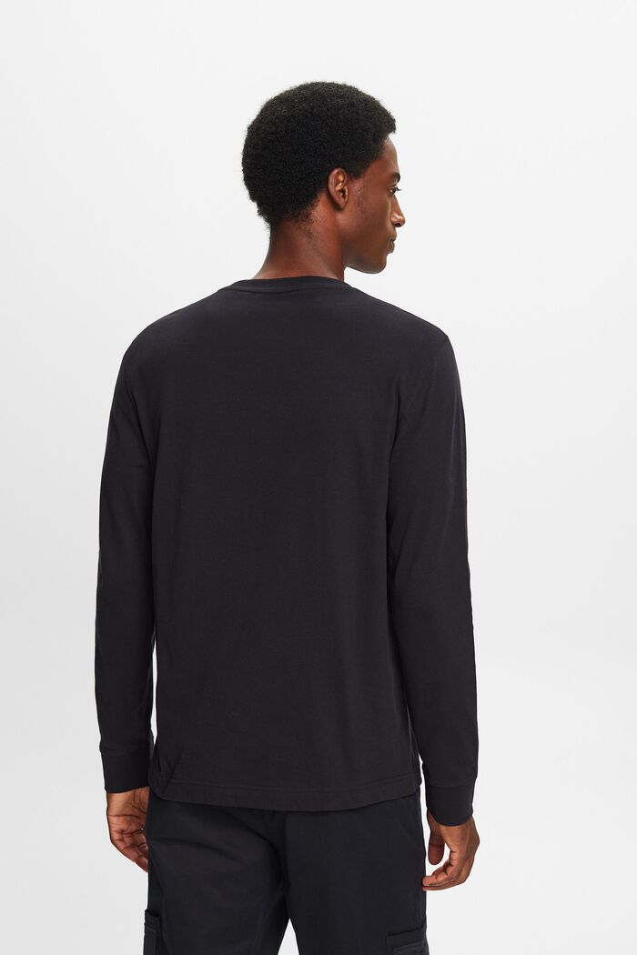 Crewneck Long Sleeve T-Shirt, BLACK, detail image number 4