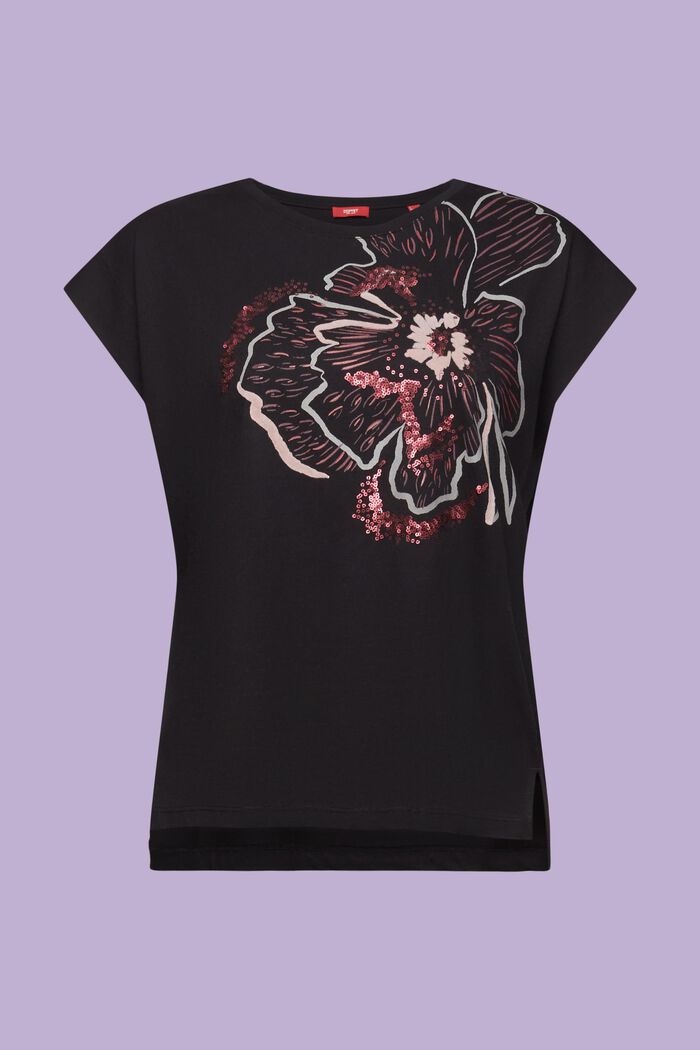 Sequin Print Sleeveless T-Shirt, BLACK, detail image number 6