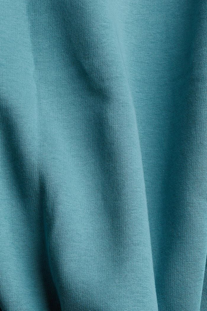 Made of recycled material: sweatshirt hoodie with print, TURQUOISE, detail image number 4