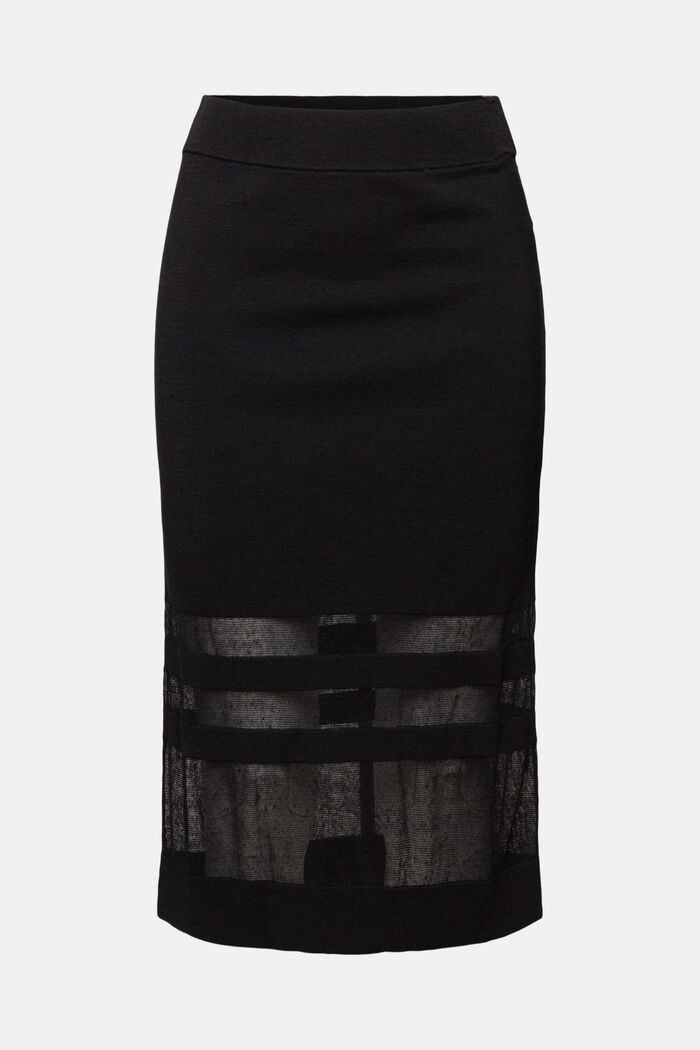 Linen-Blend Midi Skirt, BLACK, detail image number 7
