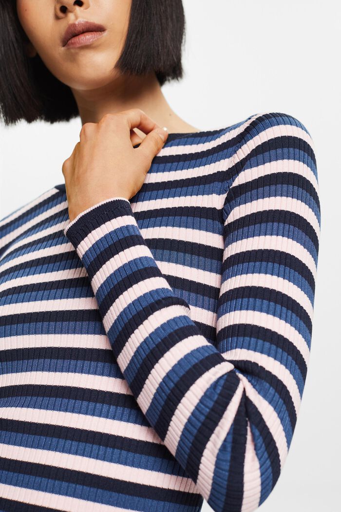 Striped Rib-Knit Top, NAVY, detail image number 2