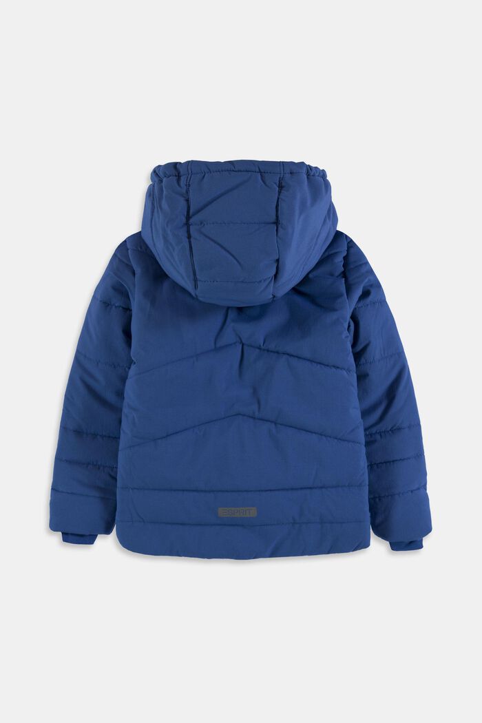 Quilted jacket with a hood and fleece lining