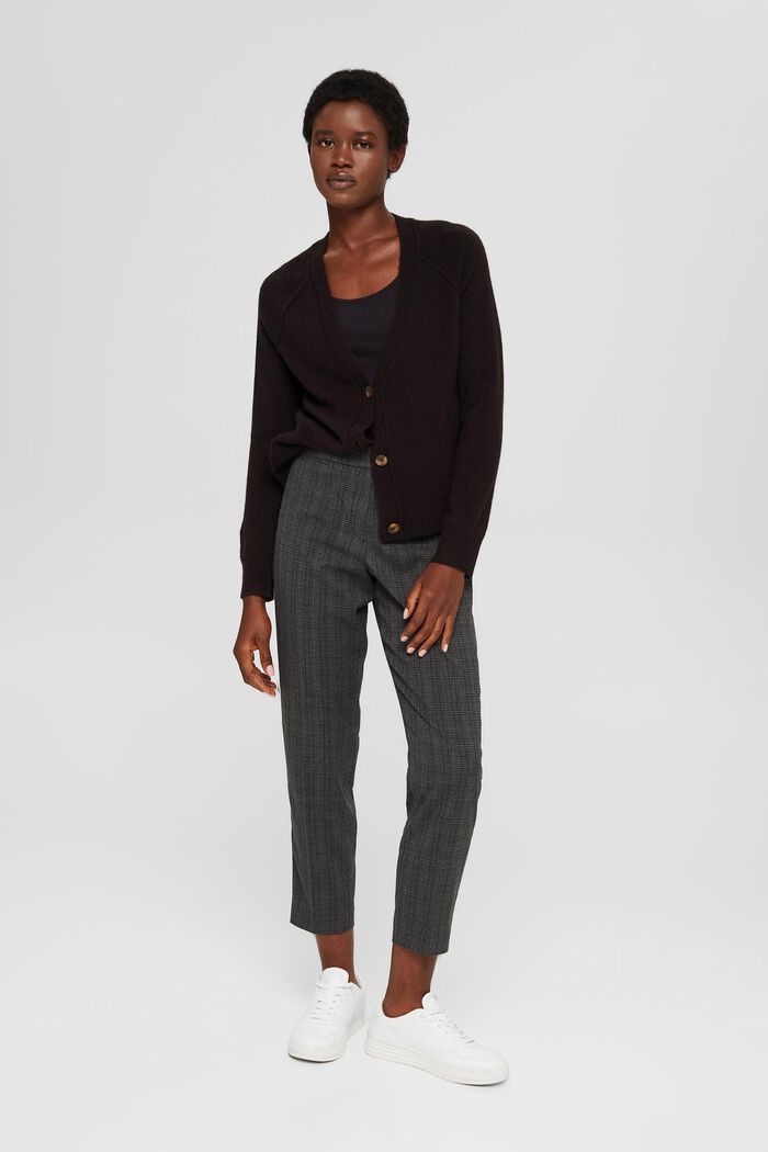 Cropped check trousers with an elasticated waistband, DARK GREY, detail image number 1