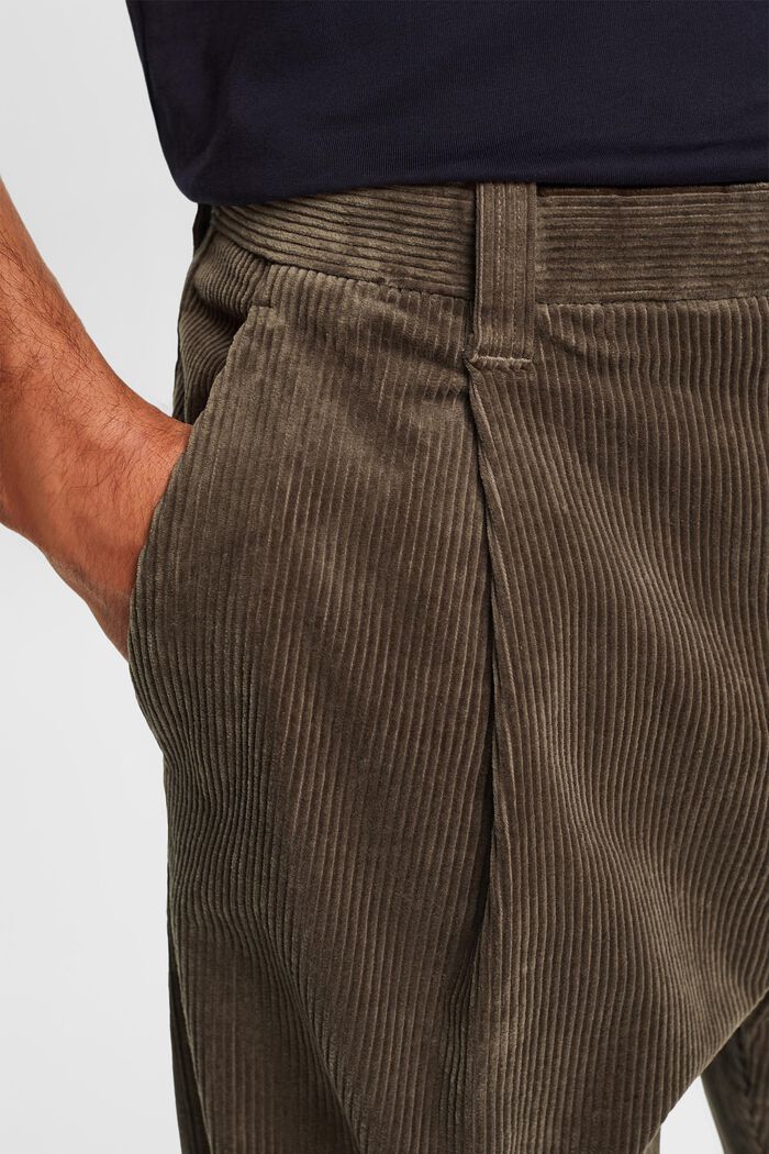 Wide Leg Corduroy Trousers, BROWN GREY, detail image number 3