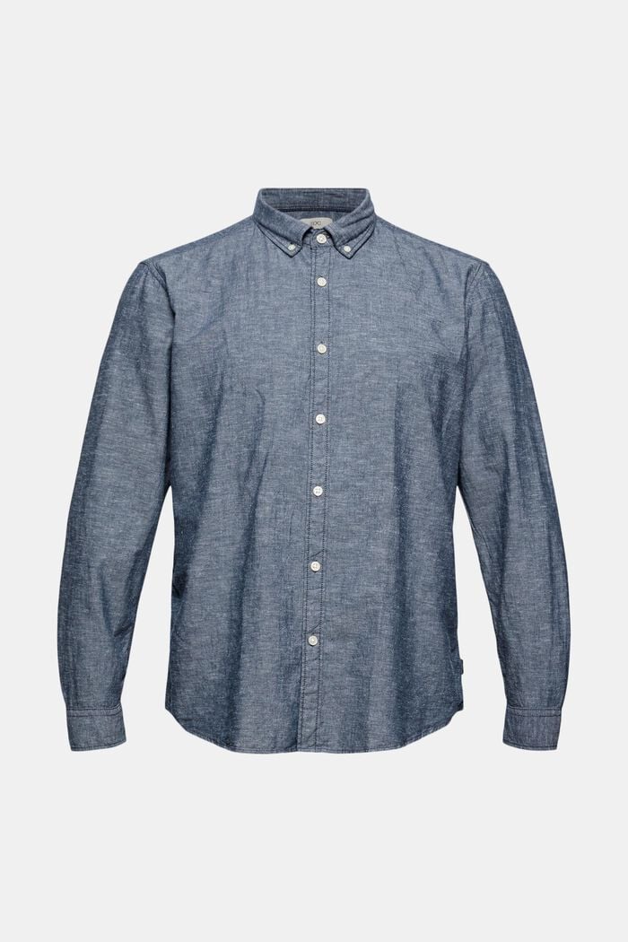 Linen/organic cotton: button-down shirt, NAVY, detail image number 7
