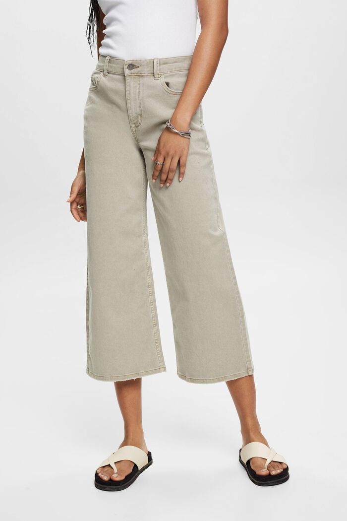 High-rise wide leg culottes, DUSTY GREEN, detail image number 0