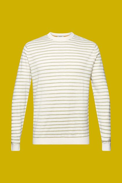 Striped crewneck jumper, cotton-linen blend