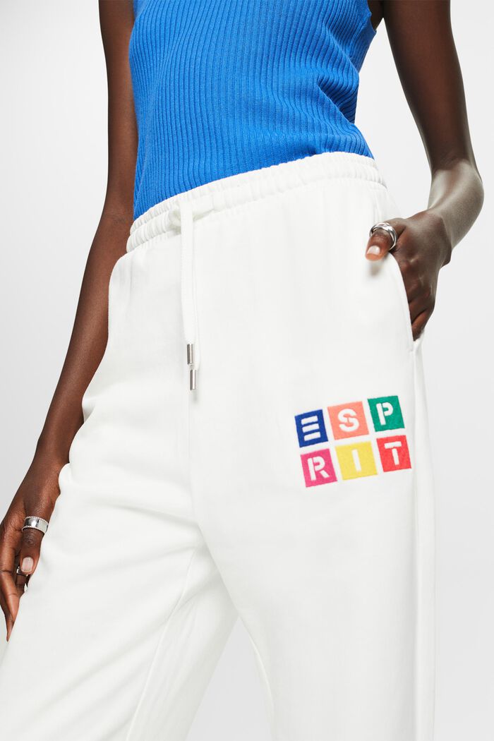 Organic Cotton Embroidered Logo Track Pants, OFF WHITE, detail image number 2