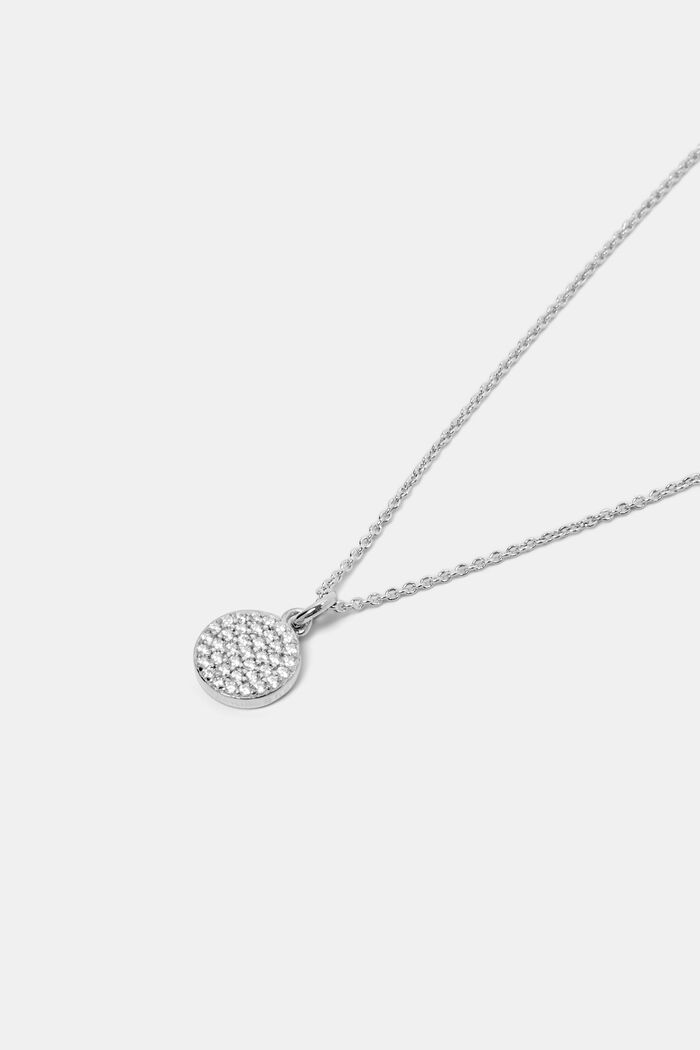 Necklace with zirconia pendant, sterling silver, SILVER, detail image number 1