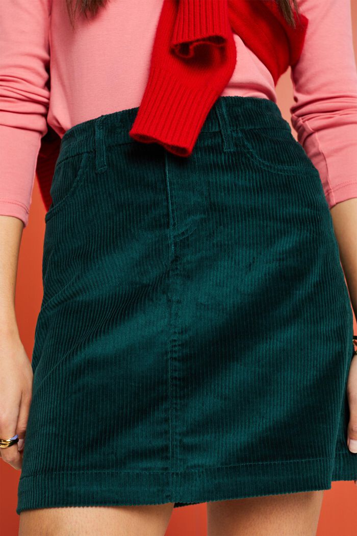 Corduroy Mini Skirt, EMERALD GREEN, detail image number 3