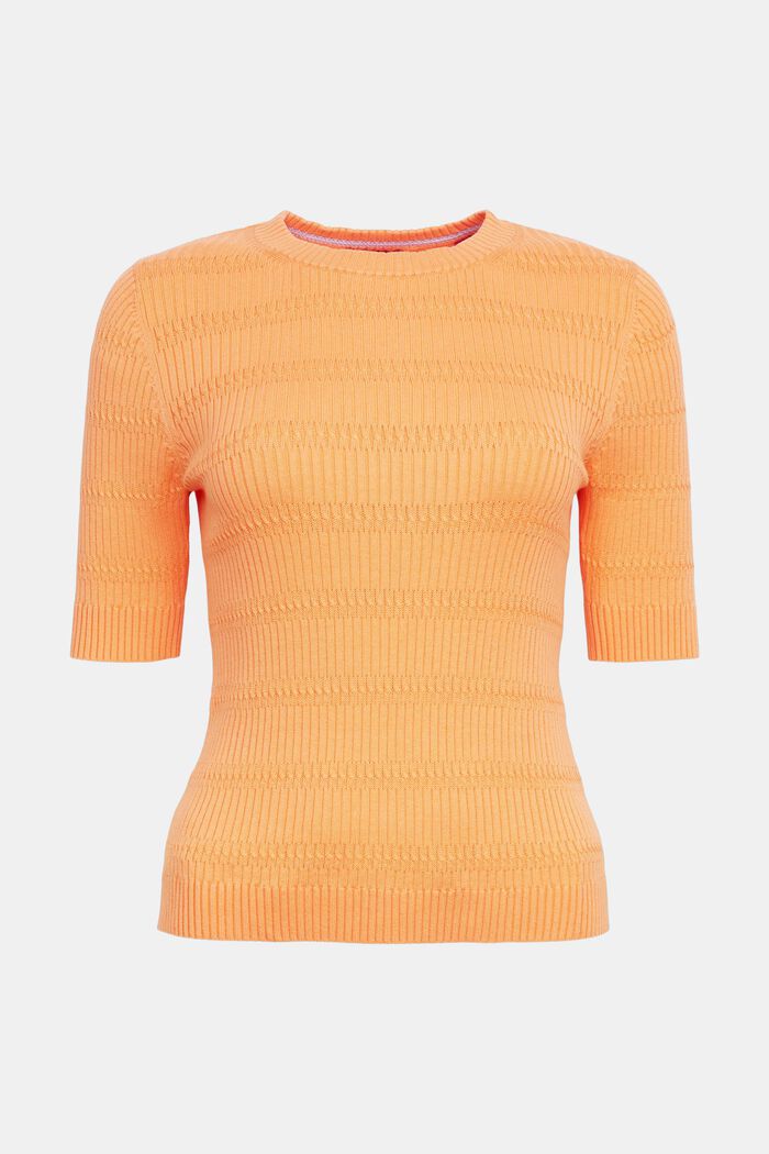 Knit Short-Sleeve Sweater, PASTEL ORANGE, detail image number 6