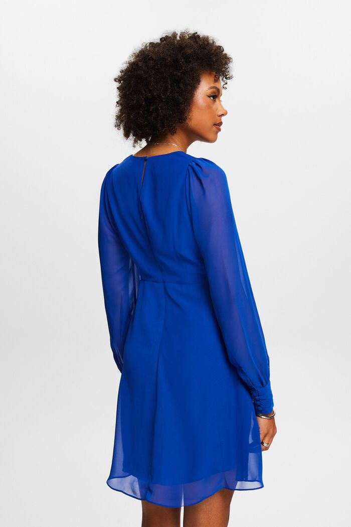 V-Neck Chiffon Mini Dress, BRIGHT BLUE, detail image number 2