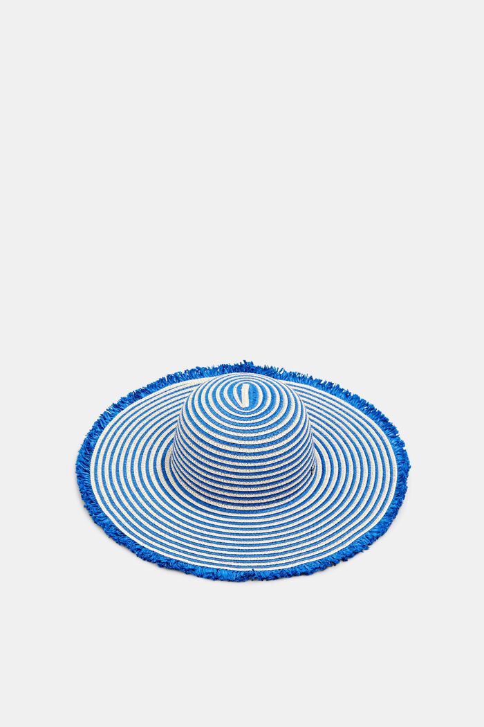 Striped hat with fringing, BRIGHT BLUE, detail image number 0