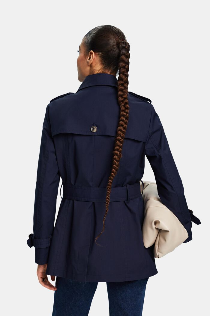 Short Double-Breasted Trench Coat, NAVY, detail image number 2