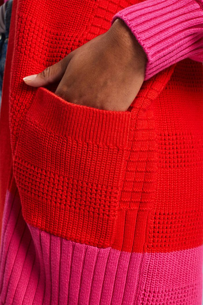 Structured Knit Cardigan, RED, detail image number 3