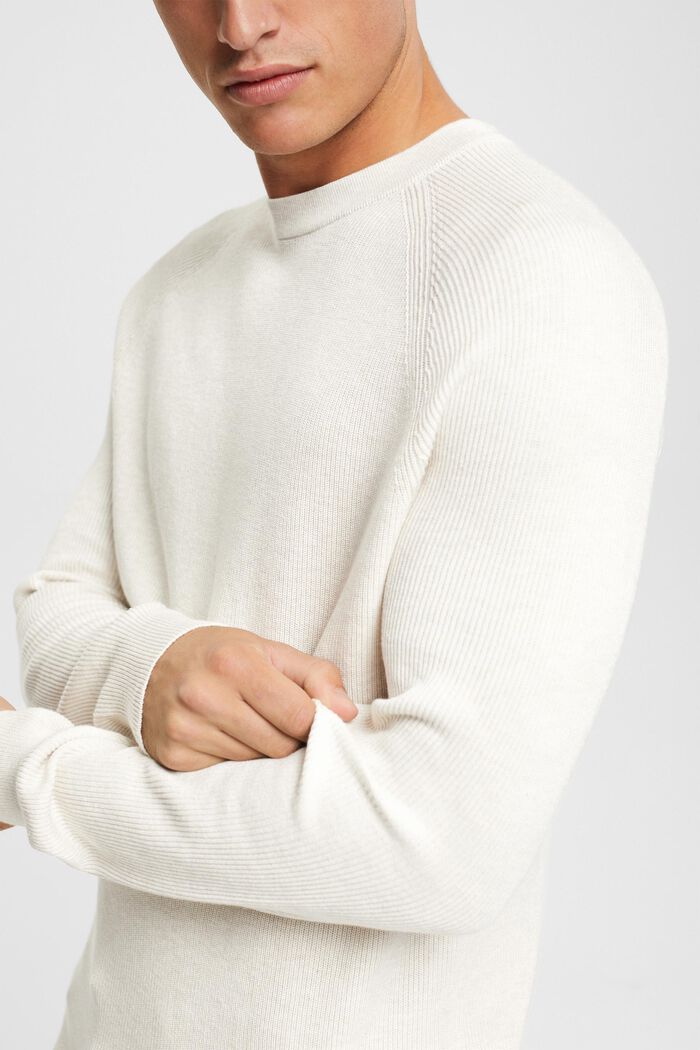 Crewneck jumper, 100% cotton, OFF WHITE, detail image number 0