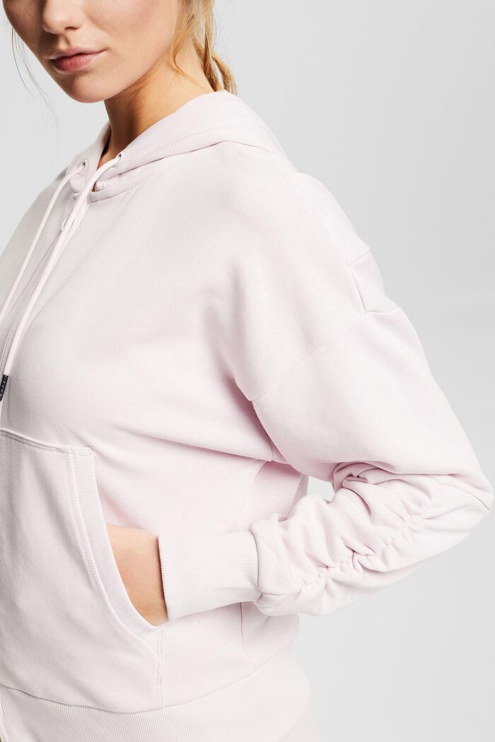 Sweatshirt jacket with a zip, organic cotton blend, LAVENDER, detail image number 2