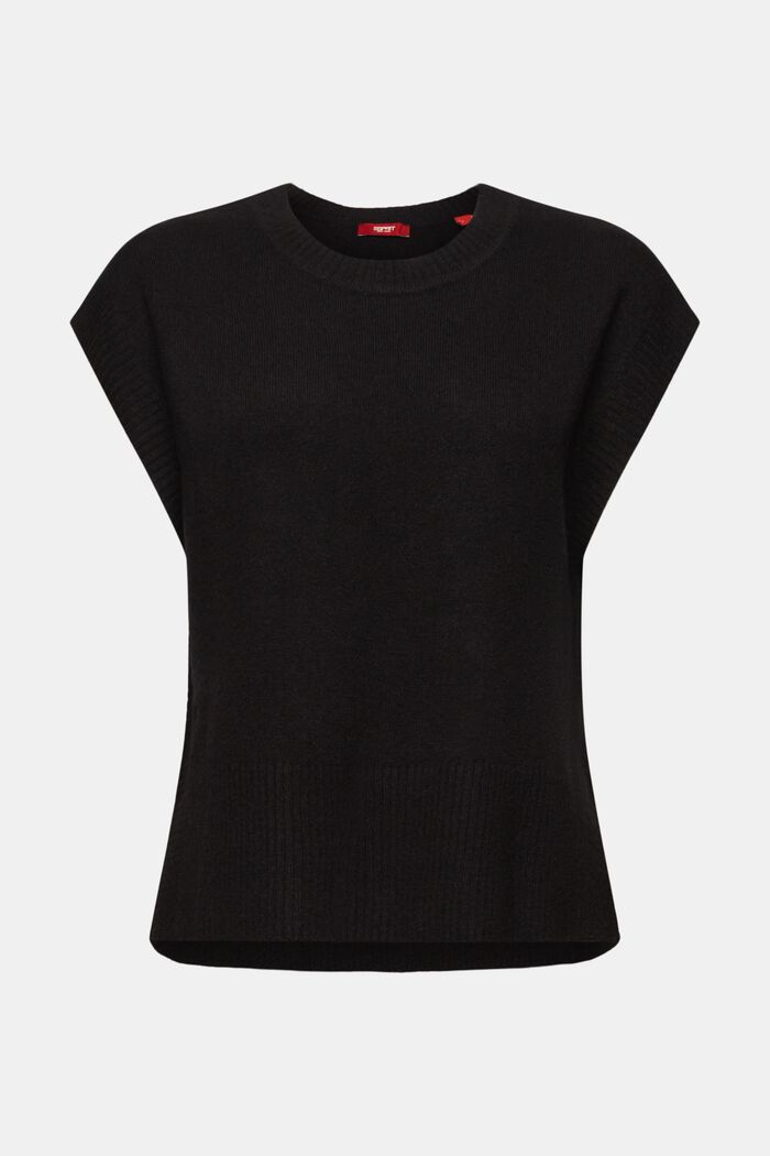 Wool Blend Knit Vest, BLACK, detail image number 6
